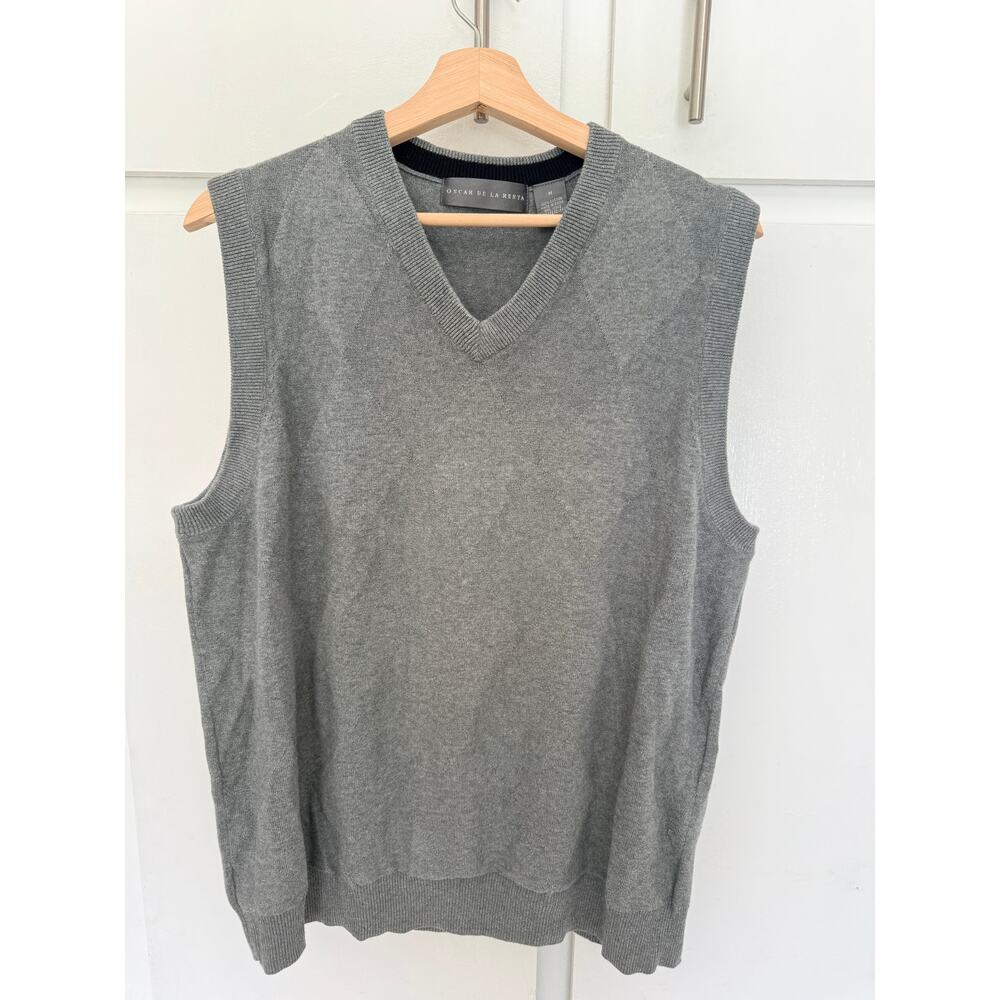 Oscar de la Renta Frey Vneck Sweater Vest Mens Size Medium 100% Cotton